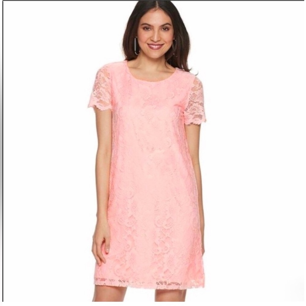 Juicy Couture Pink Floral Lace Shift Dress